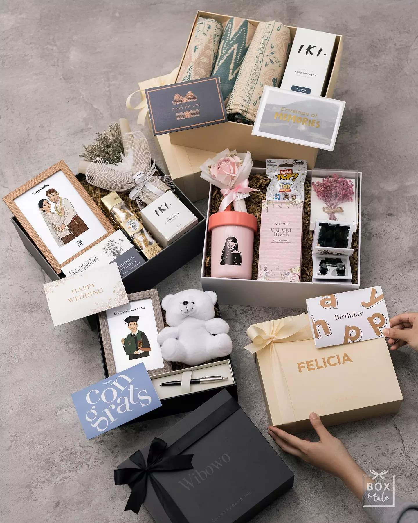 From birthdays, to weddings and thank-yous, every joy matters. No moment is too small to celebrate — every story deserves to be wrapped beautifully.

Choose the box, gift items, and card — Box & Tale team will deliver your custom gifts directly to your recipient. 

Link in bio! 👆🏻

#boxandtale
#recreatingwonderfulstories

—————

#hampersbox #kadocustom #giftboxjakarta #customgiftbox #personalizedgiftideas