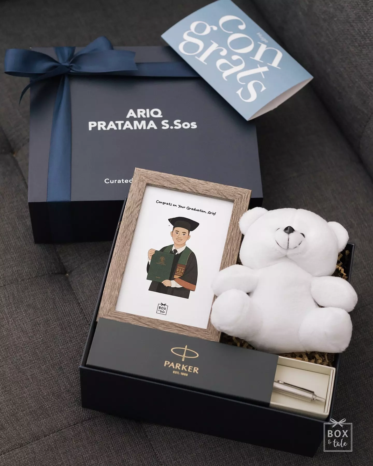 If blue is your color, then these are some of the custom gift creations with Box & Tale’s Navy Personalized Regular Box! 💙🩵🤍

Choose the box, gift items, and cards — Mix & match and create your own custom gifts at Box & Tale.

P.s Free shipping available for your first custom gift hampers with code MYFIRSTORDER, only at www.boxandtale.com.

#boxandtale
#recreatingwonderfulstories

#kadopacar #customgift #giftboxideas #kadoulangtahun #personalizedgift
