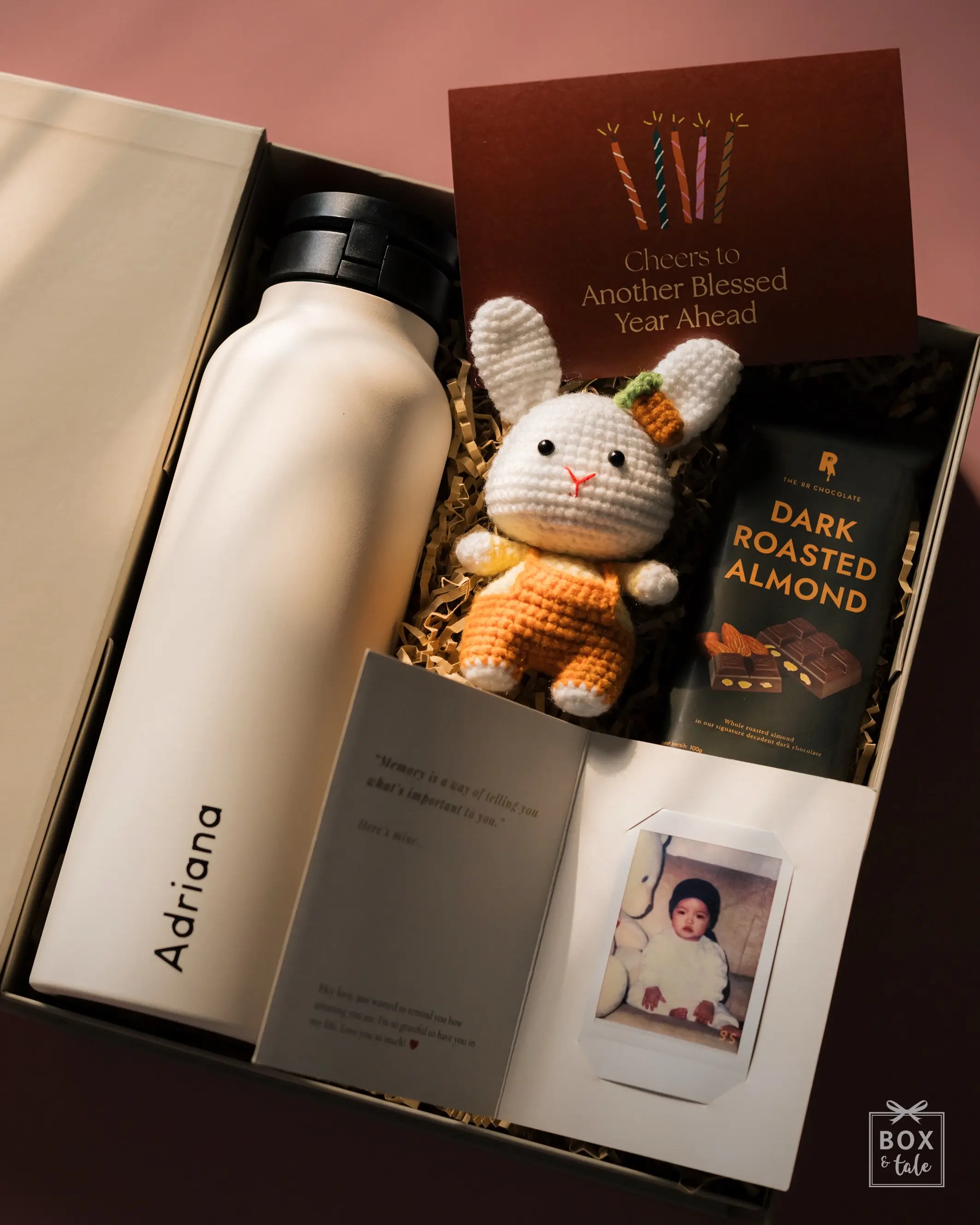 Another birthday, another little reminder of how far you’ve come. And a few things to celebrate you along the way. →

From this tiny little version of you… to the person everyone gets to love today. Grateful to have you in my life!

And of course, Adriana’s name on the box. Because this one could only be hers.

Something she’ll actually use every day. With her name on it too, because apparently one custom detail wasn’t enough.

And then… a tiny crochet bunny.

Does it have a deep meaning? Not really.
Is it cute? Absolutely.

Something sweet, because birthdays obviously need it!

One more year of you. Cheers to another blessed year ahead. Happy birthday, Adriana! 🤍🤗✨