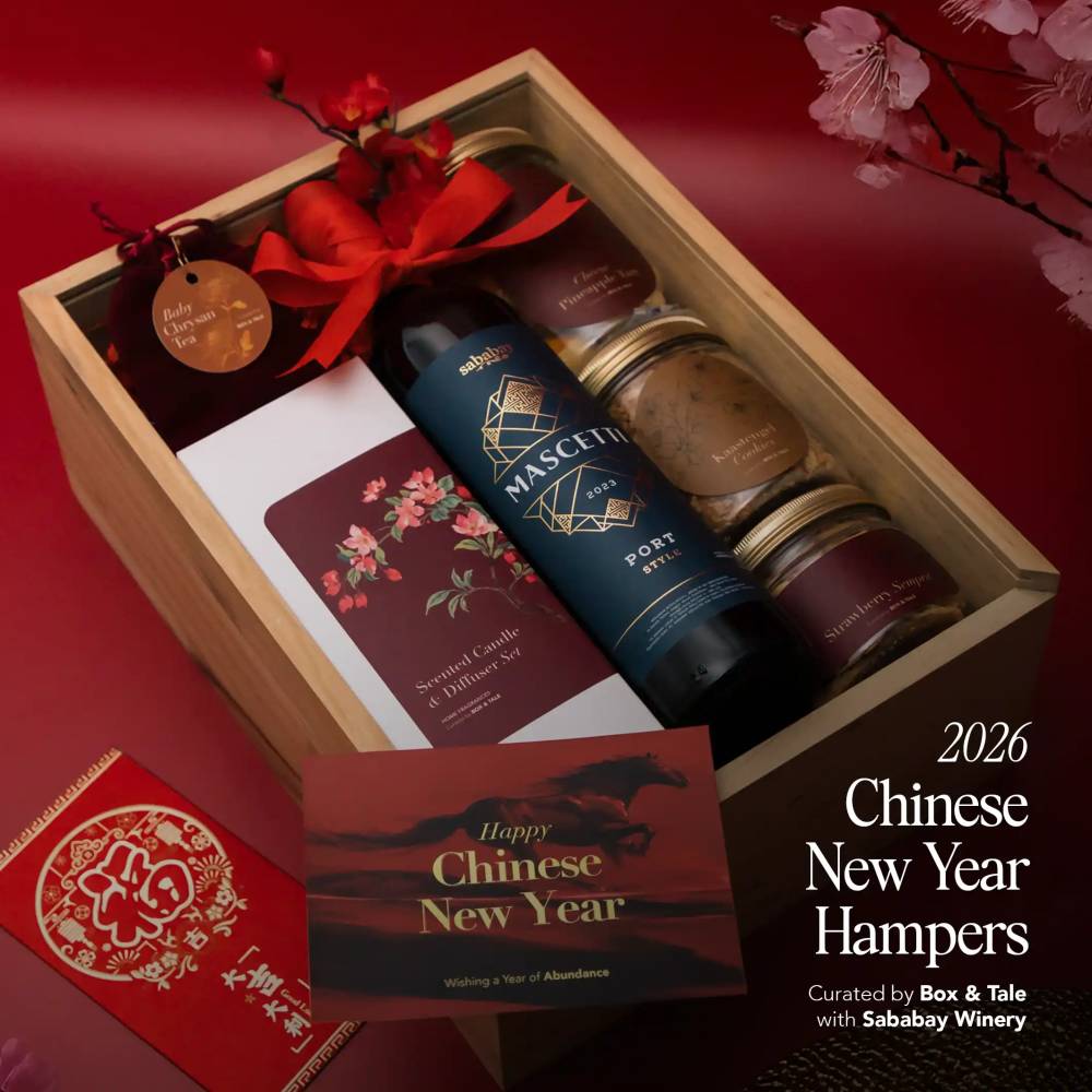 Custom Gift Hampers - Box & Tale - Box & Tale x Sababay Winery CNY 2026 - Festive Mascetti