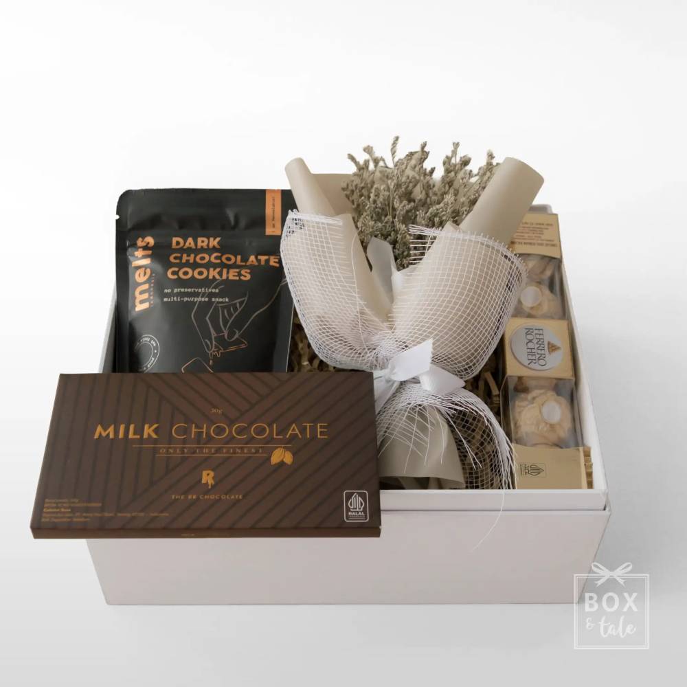 Custom Gift Hampers - Box & Tale - Premade Box - Chocolate And Flowers