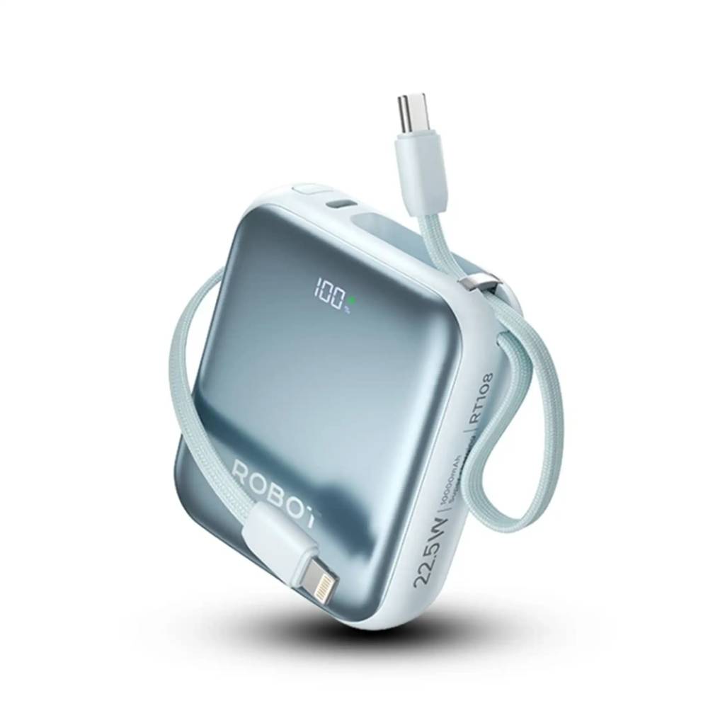 Custom Gift Hampers - Box & Tale - Robot - Fast Charging RT108 Powerbank with Built-in Type-C & Lightning Cable