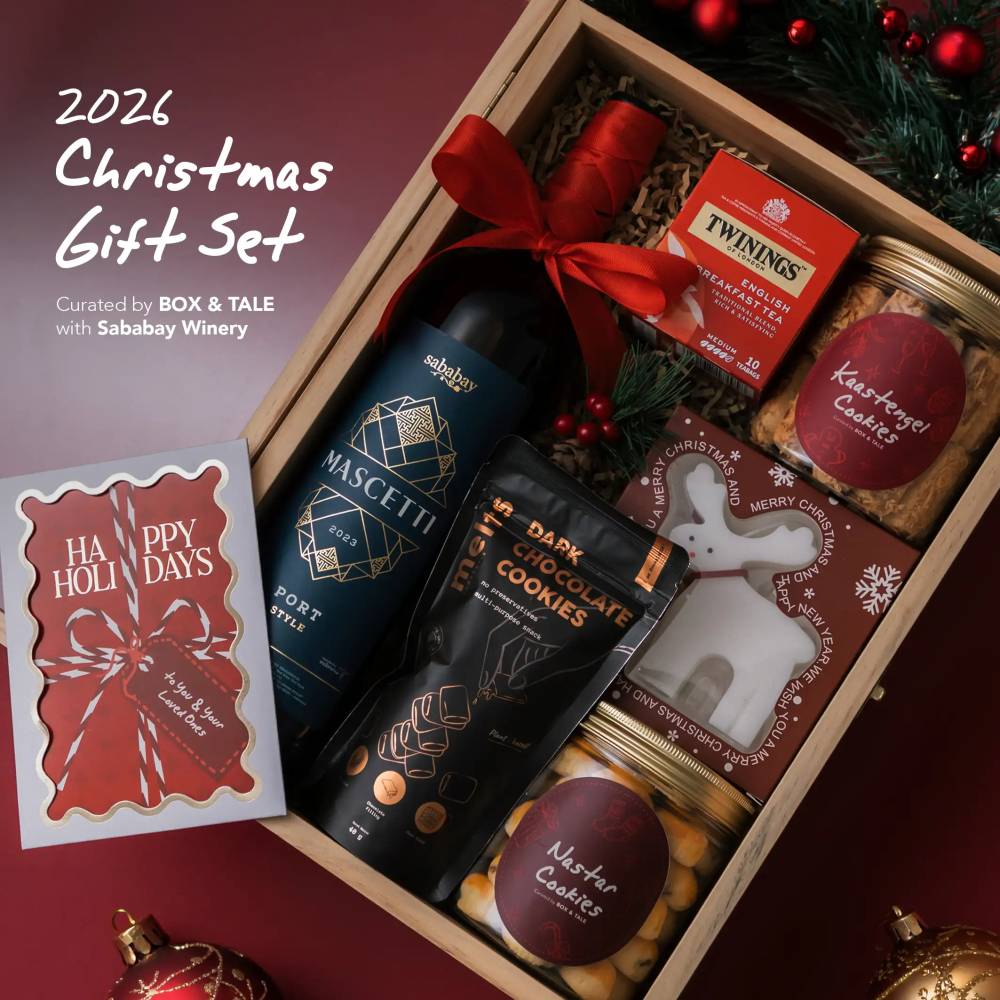 Custom Gift Hampers - Box & Tale - Box & Tale x Sababay Winery Christmas 2026 - Dazzling Mascetti Gift Set